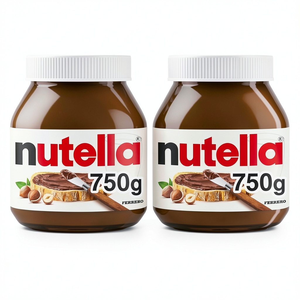 Nutella hazelnut spread jar on a breakfast table with toast and fruit